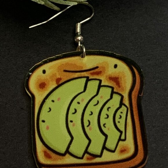 Avocado Earring, Toast Earring, Funny Food Earring, Gift Idea, Cinco De Mayo - Picture 6 of 6